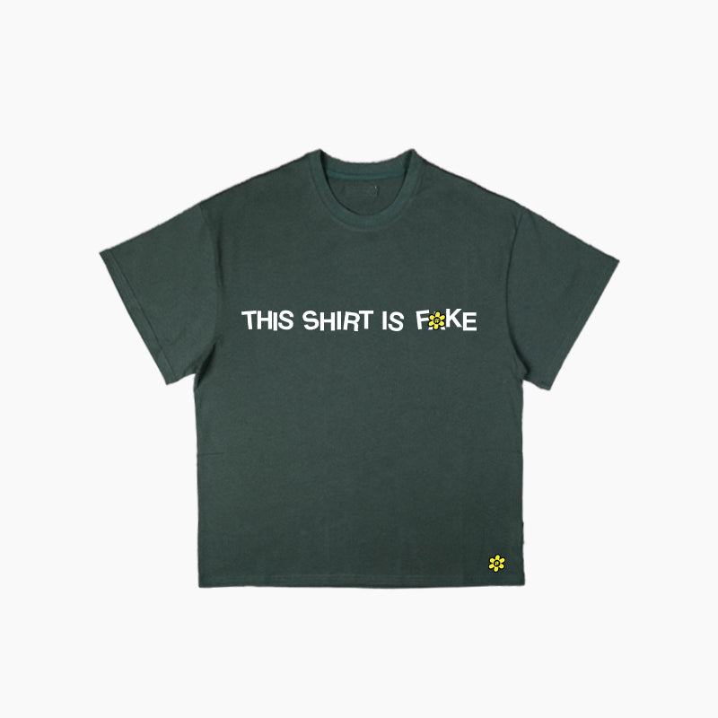 "FAKE" Tee | Deep Green
