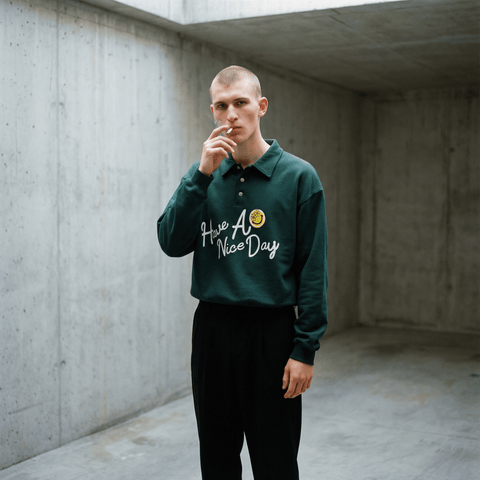 "Nice Day" L/S Polo | Dark Green