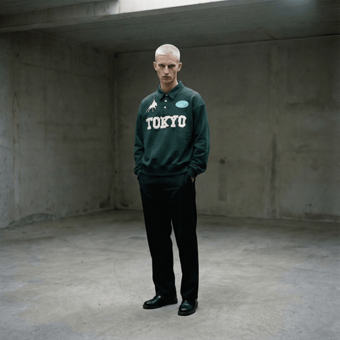 "Jockey" L/S Polo Sweatshirt | Forest Green